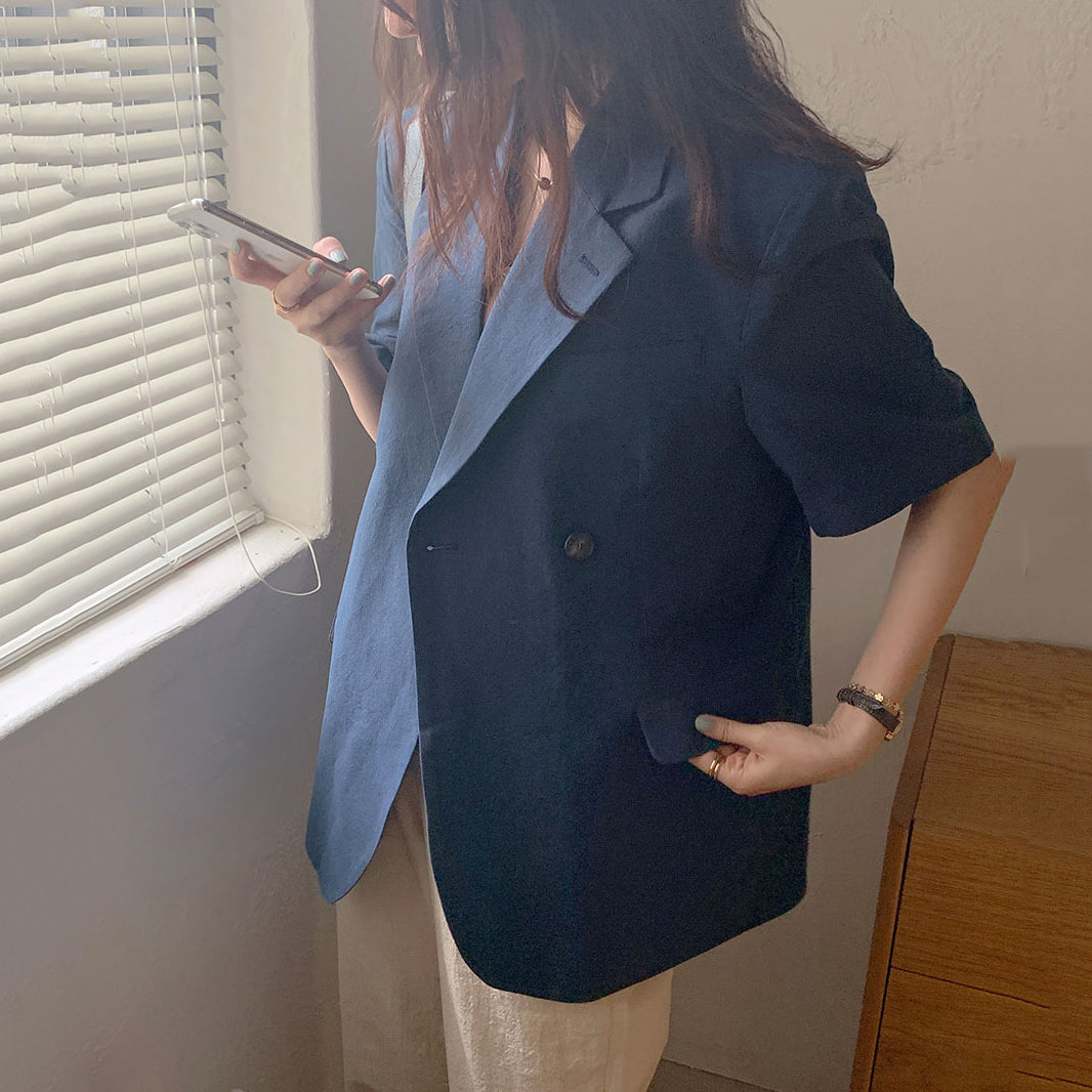 Bayley Cotton Linen Midi Blazer