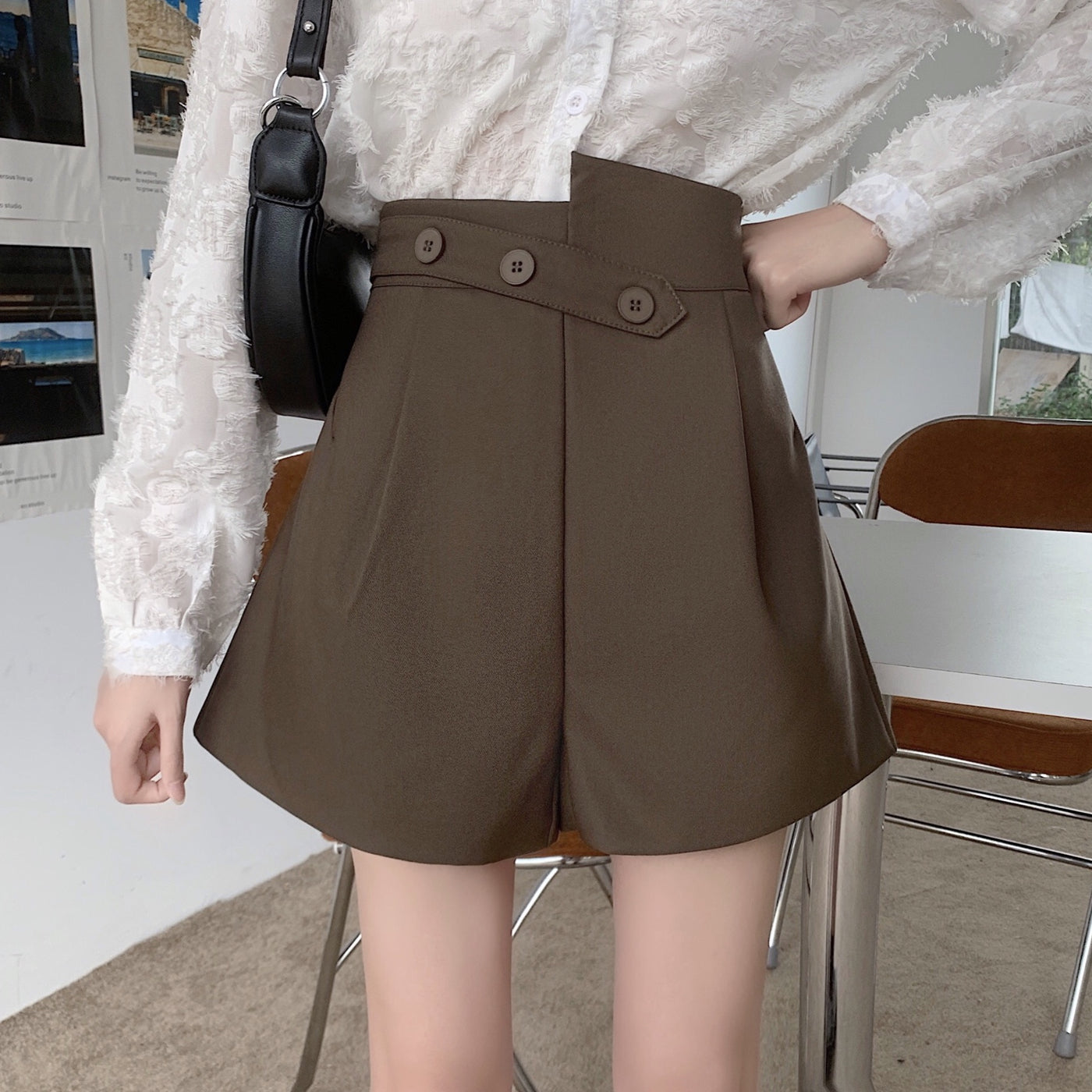 Sonya Asymmetric Button Shorts