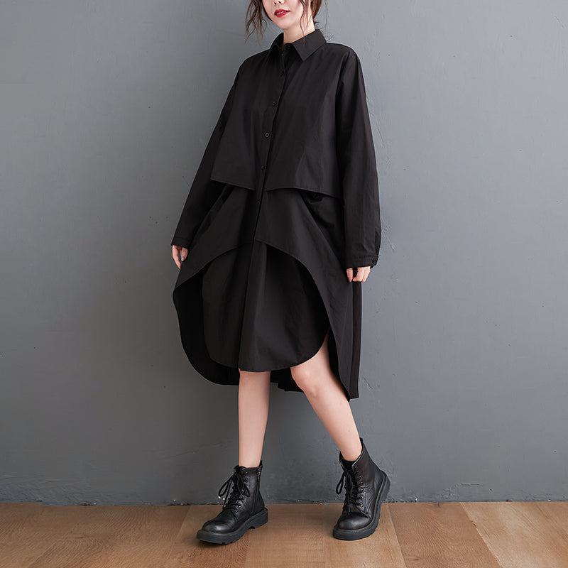 Des Layered Collar Shirt Dress