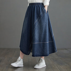 Riena Denim Irregular Swing Skirt