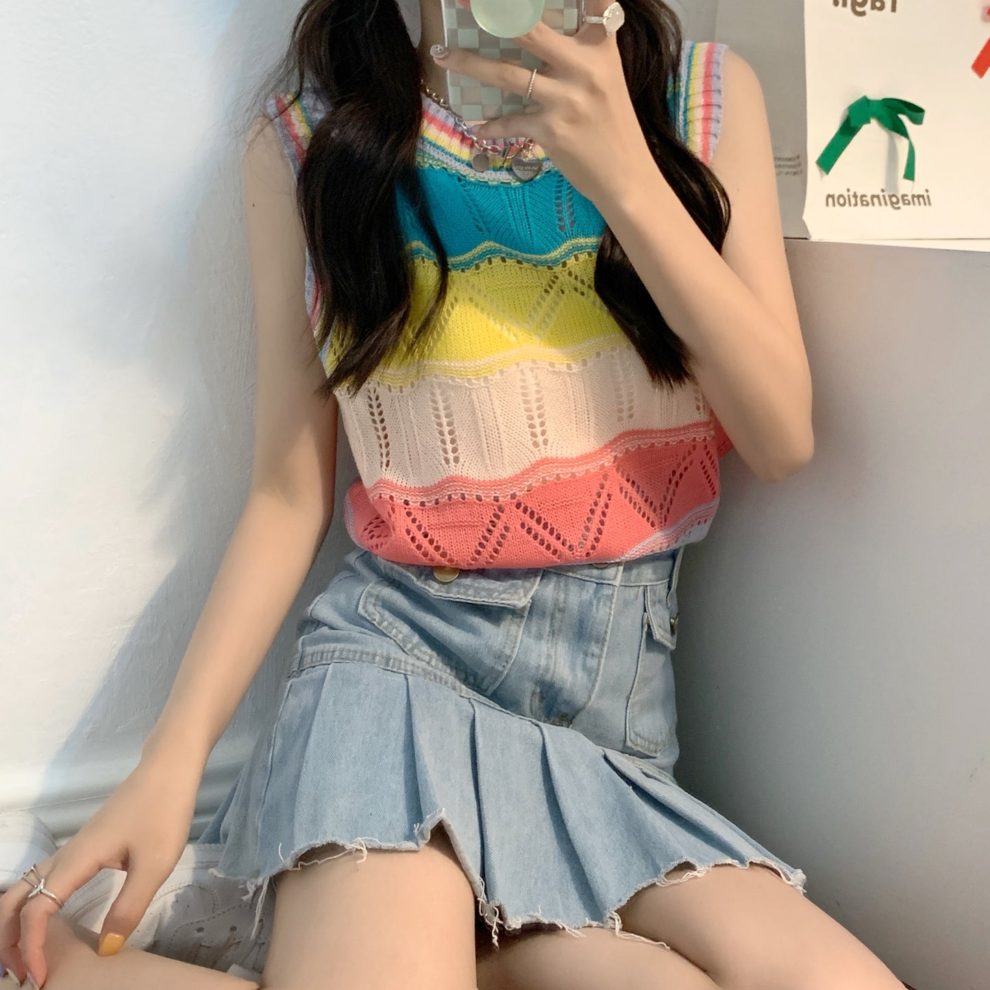 Tina Rainbow Knit Vest Top