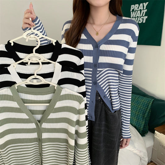 Lyla Stripe Knit Cardigan Top