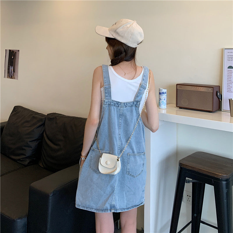 Nylah Denim Overall Dress