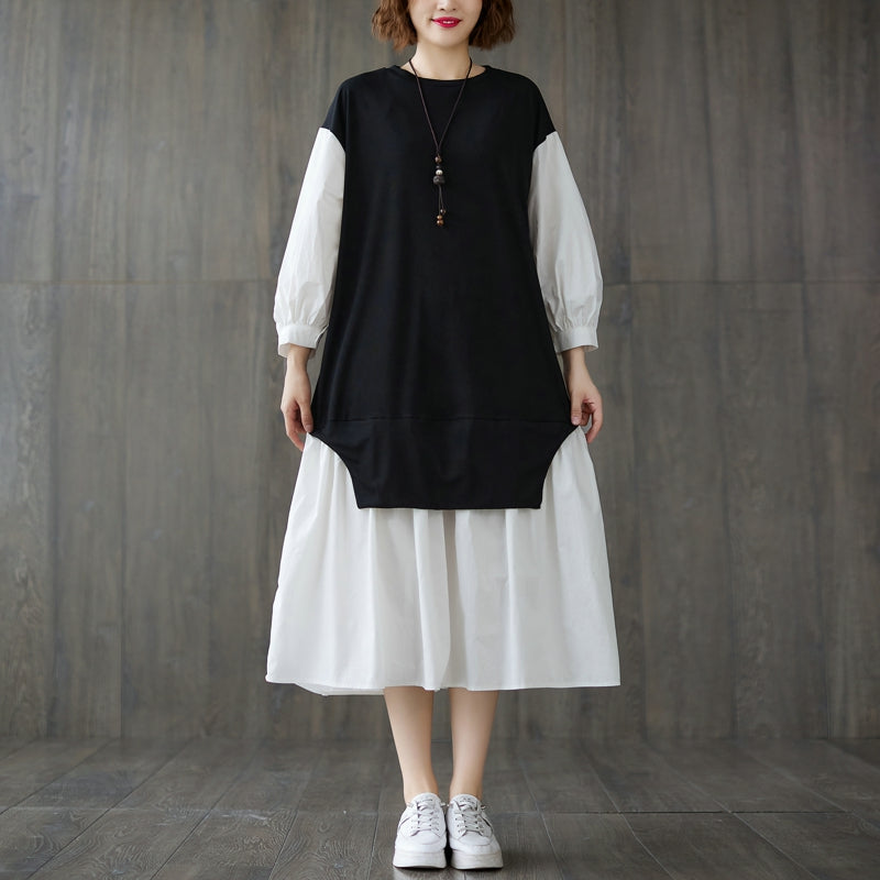 Bernita Contrast Long Sleeve Dress