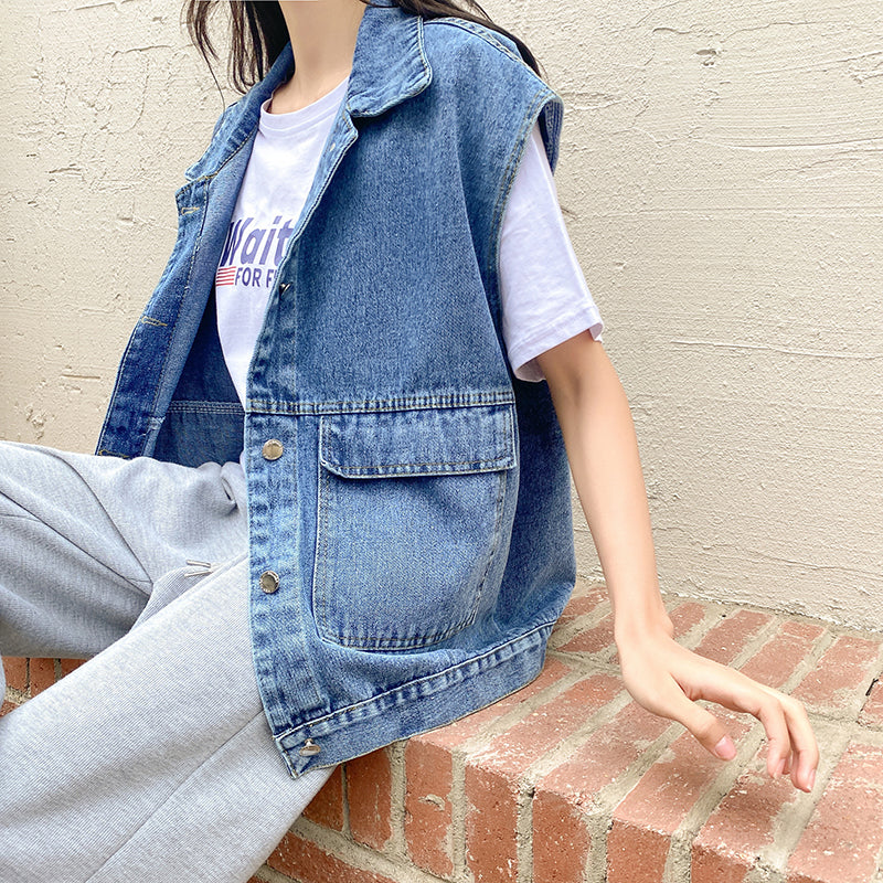 Kaia Oversized Denim Vest