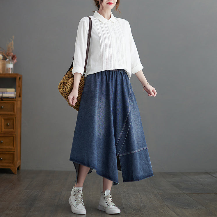 Riena Denim Irregular Swing Skirt