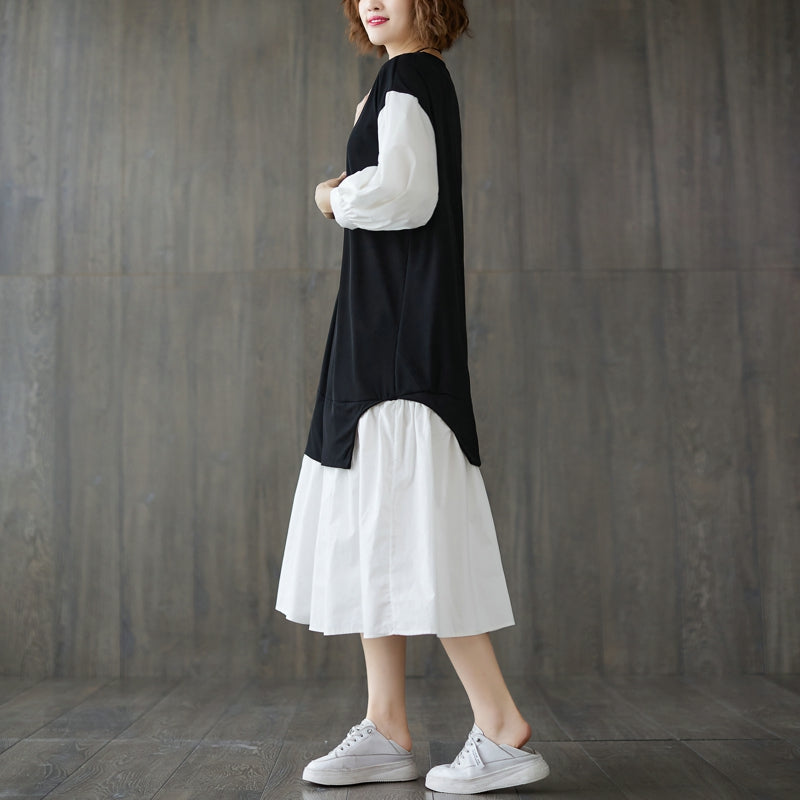 Bernita Contrast Long Sleeve Dress