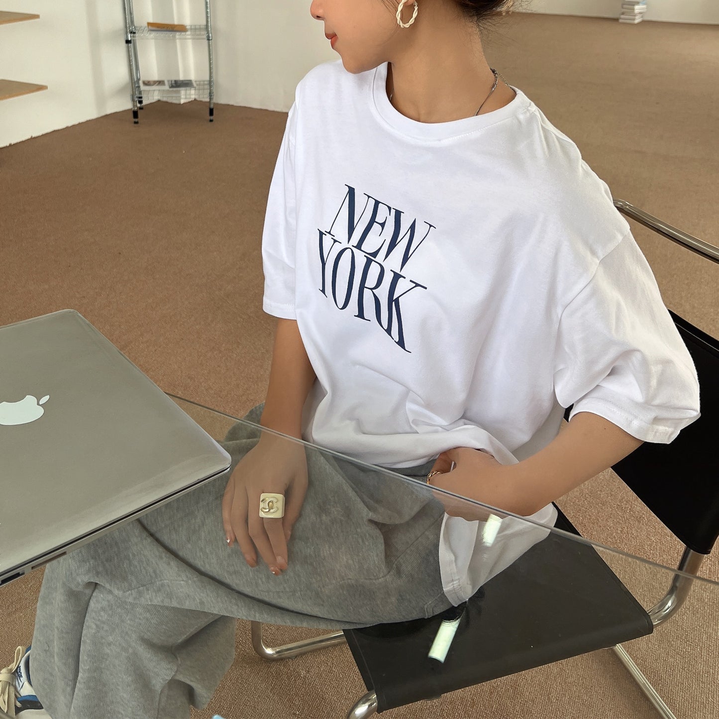 Ariana New Yoke Text Tee