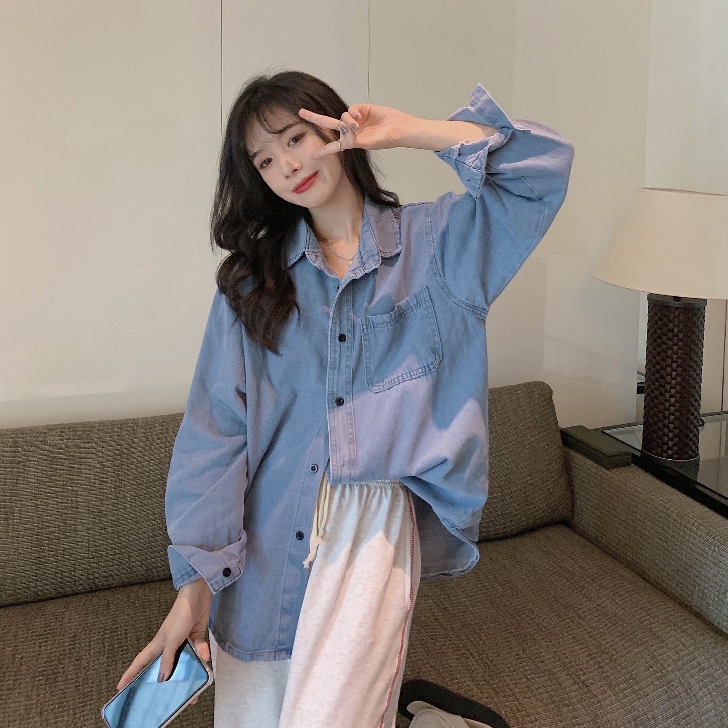 Mera Long Sleeve Denim Blouse