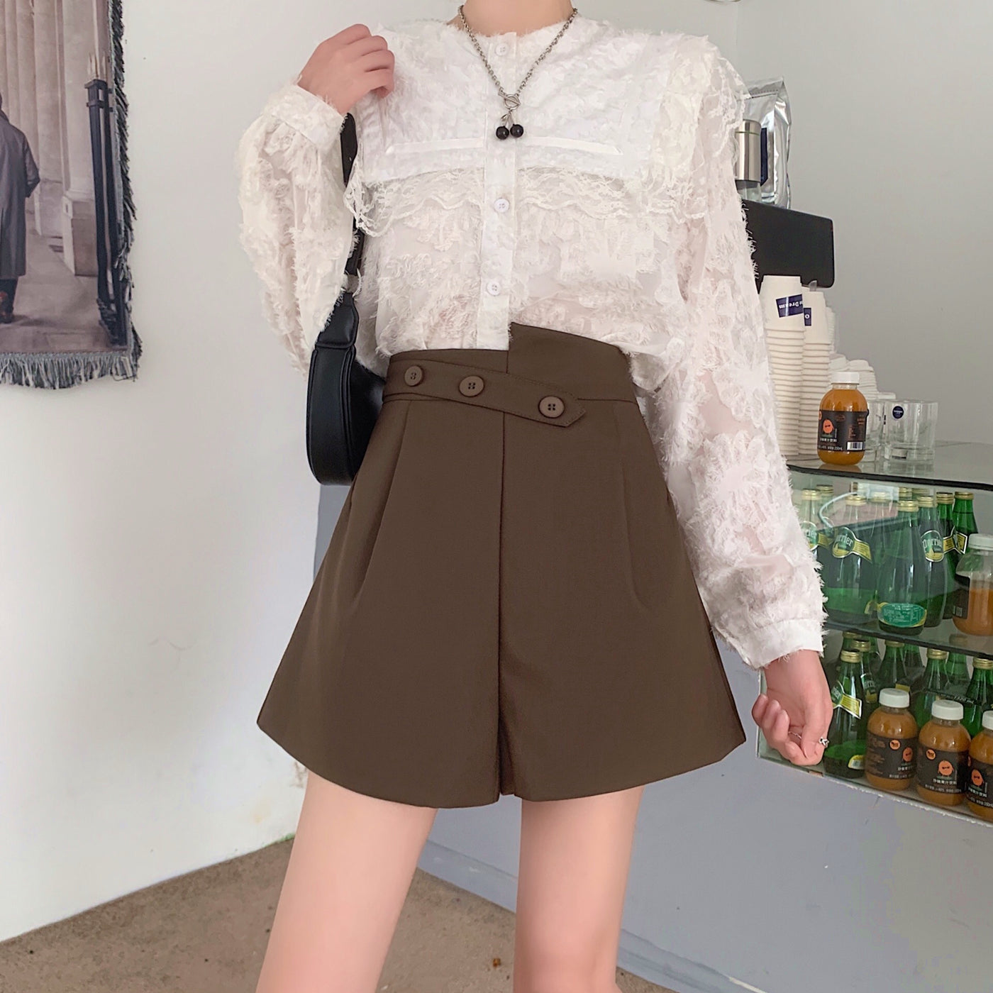 Sonya Asymmetric Button Shorts