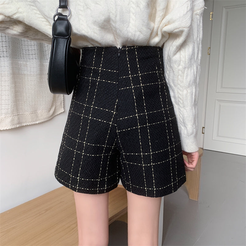 Amie Checkered Gold Button Skort