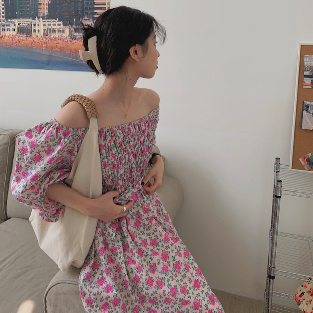 Raimin Floral Off Shoulder Long Dress