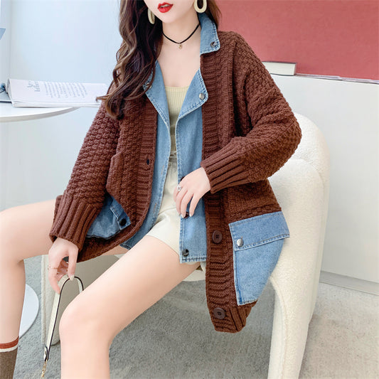 Sarang Spliced Fake 2PC Knit Sweater