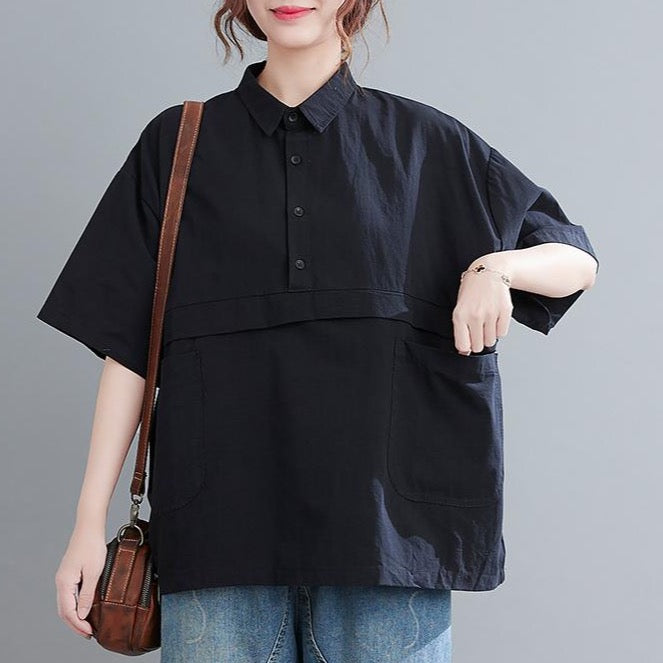 Meda Oversized Button Down Blouse