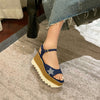 Diya Star Denim Slingback Platform Sandals