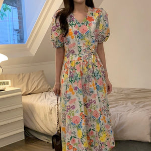 Otzie Floral Puff Sleeve Midi Dress