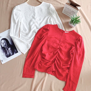 Bubble Long Sleeve Gather Top