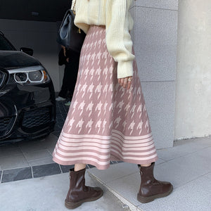 Nadia Houndstooth Knit Skirt