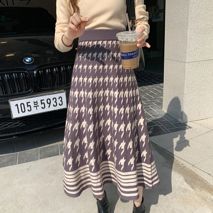 Nadia Houndstooth Knit Skirt