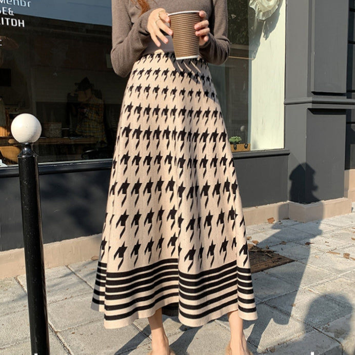 Nadia Houndstooth Knit Skirt