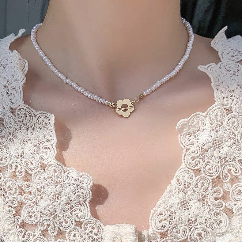 Tiana Flower Pearl Necklace