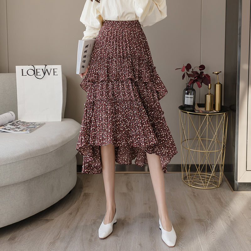 Floral Layered Ruffles Skirt