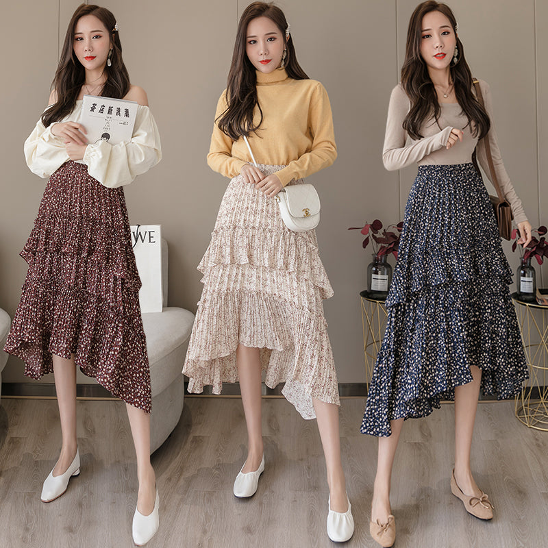 Floral Layered Ruffles Skirt