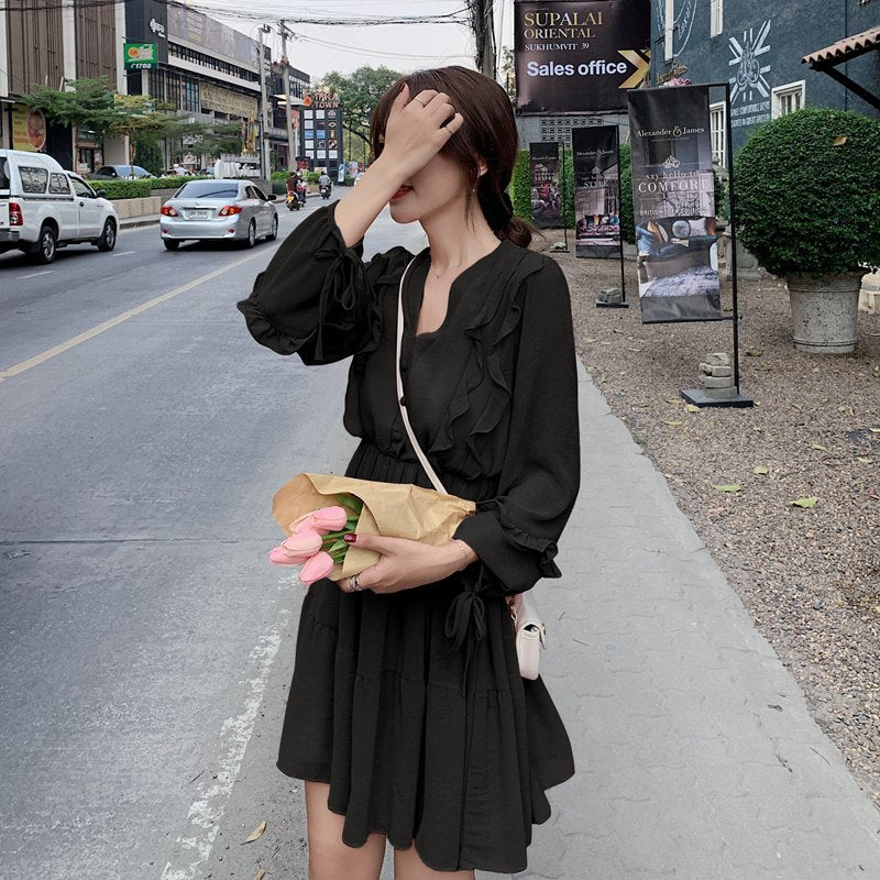 Chiffon Elastic Waist Babydoll Dress