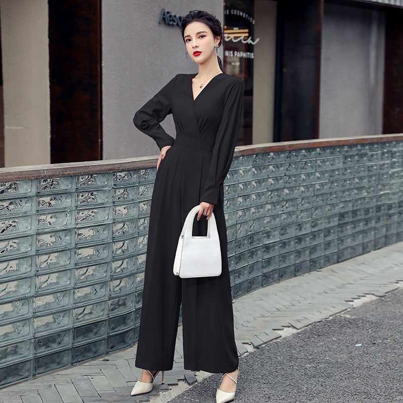 V-Neck High Waist Jumpsuit