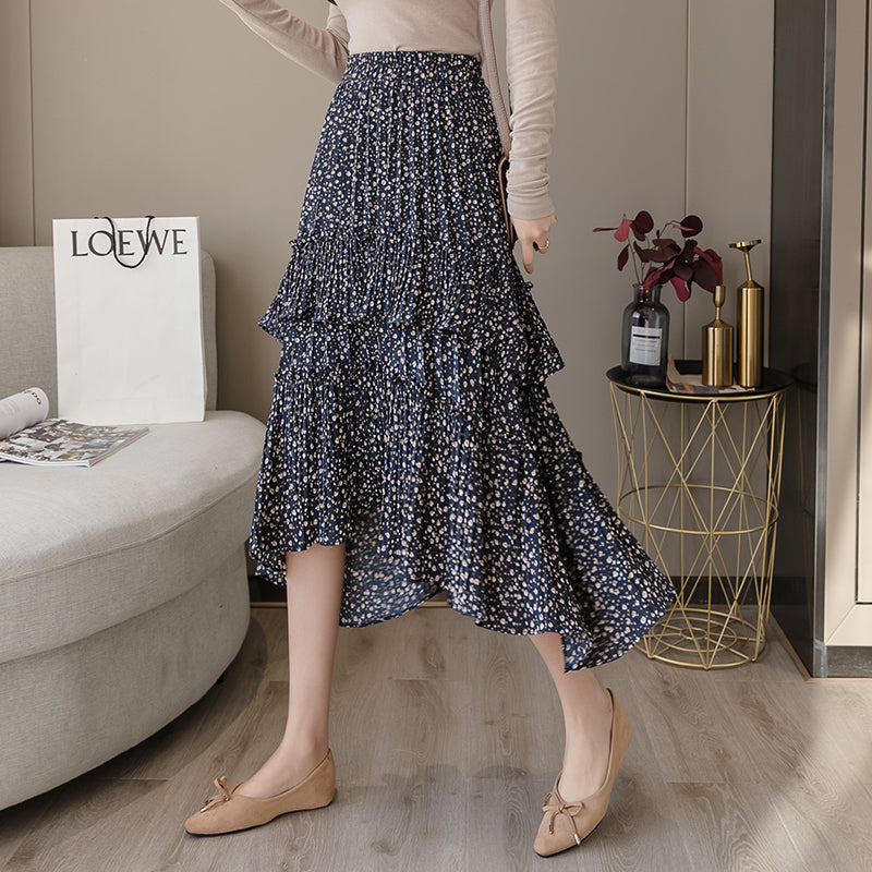 Floral Layered Ruffles Skirt