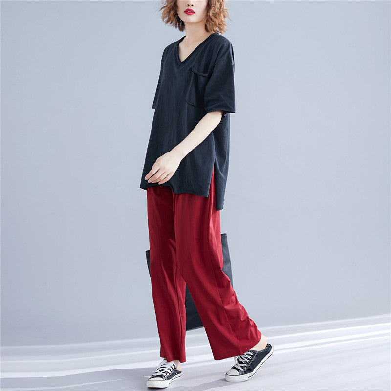 Casual Raw Hem T-shirt