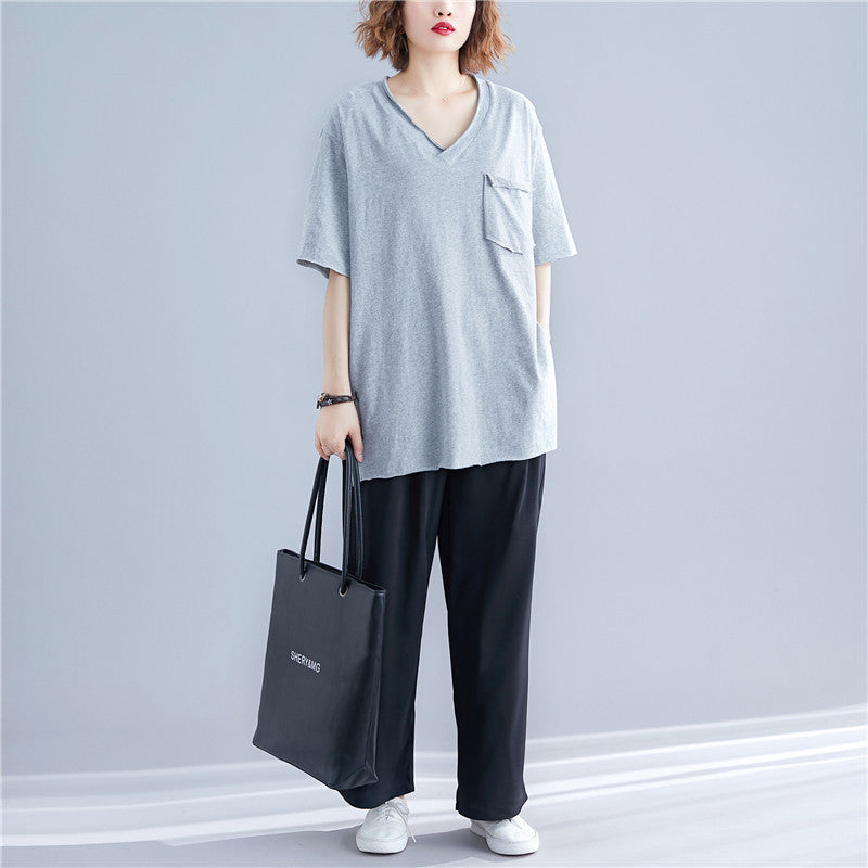 Casual Raw Hem T-shirt