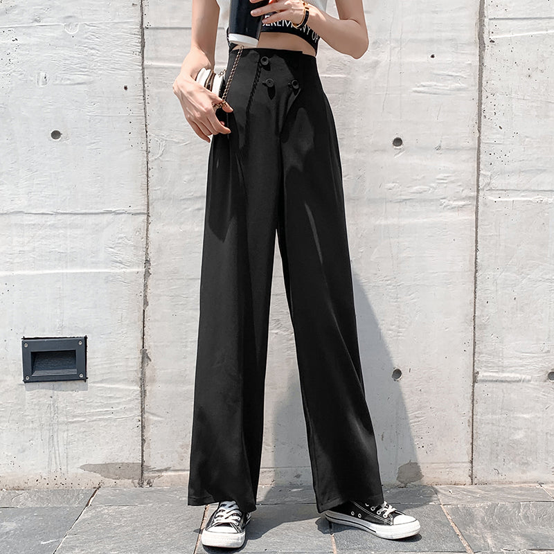 High Waist 4 Button Drape Pants