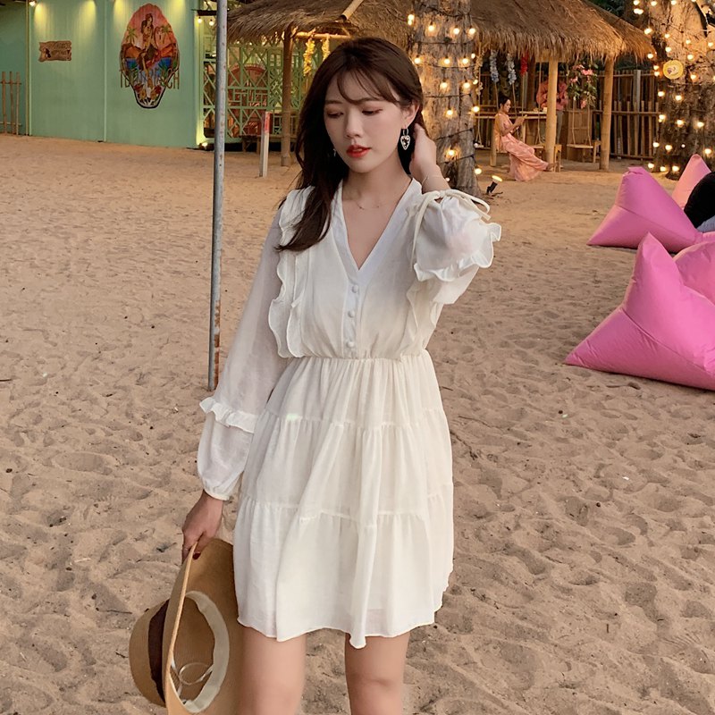 Chiffon Elastic Waist Babydoll Dress