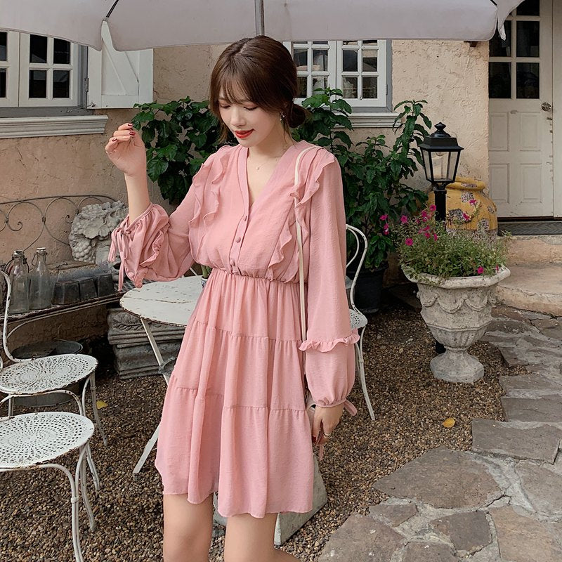 Chiffon casual sleeve hot sale long dress