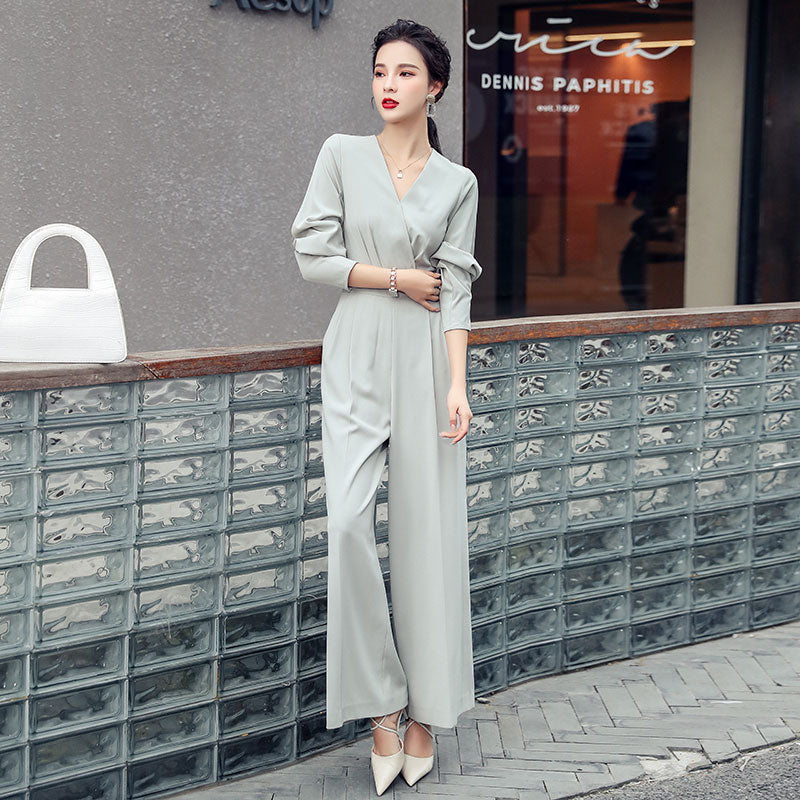 V-Neck High Waist Jumpsuit