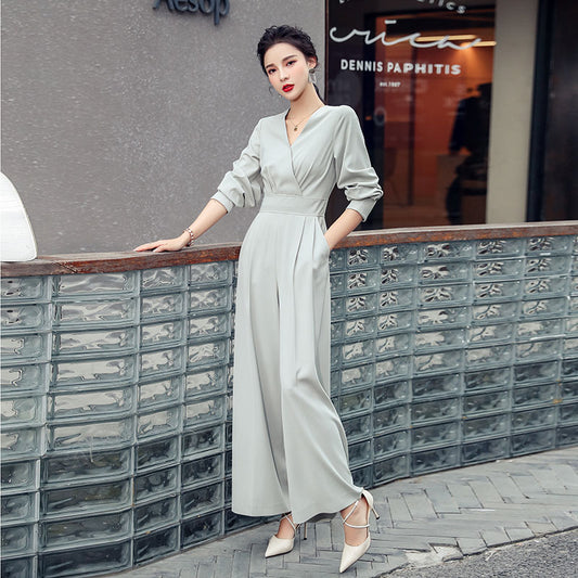 V-Neck High Waist Jumpsuit