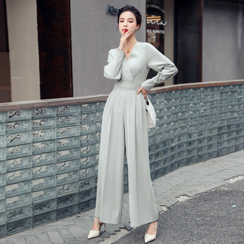 V-Neck High Waist Jumpsuit