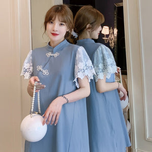 Crochet Lace Sleeve Babydoll Dress