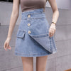 High Waist Denim A-Line Skirt