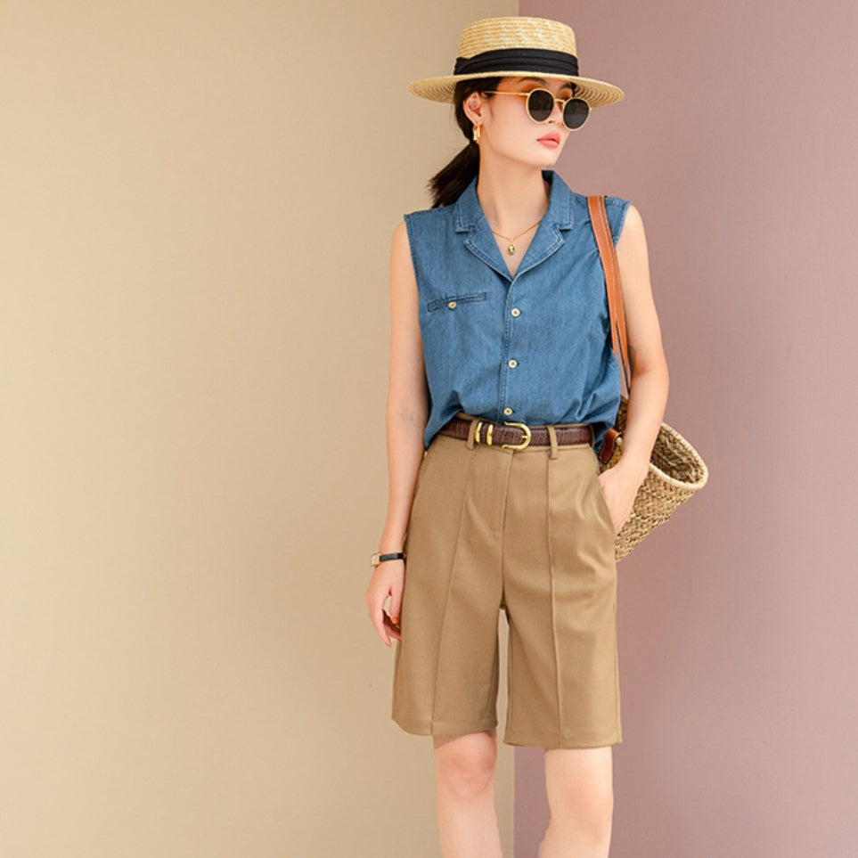 Celeste Cotton Denim Vest Top