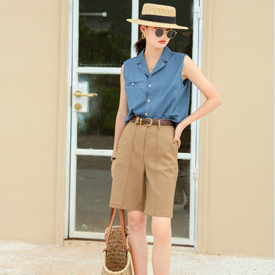 Celeste Cotton Denim Vest Top