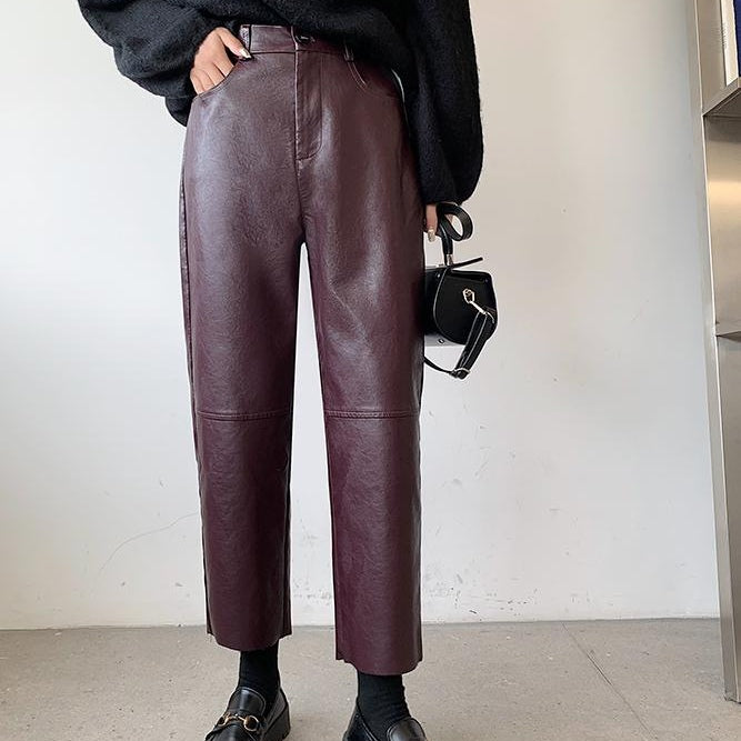 Ayeong PU Leather Pants