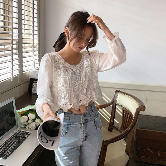 Ingrid Crochet Crop Blouse