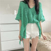 Sage Hollow Lace Up Batwing Top