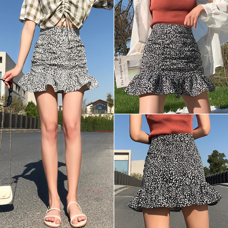 Melanie Ruffle Hem High Waist Short Skirt
