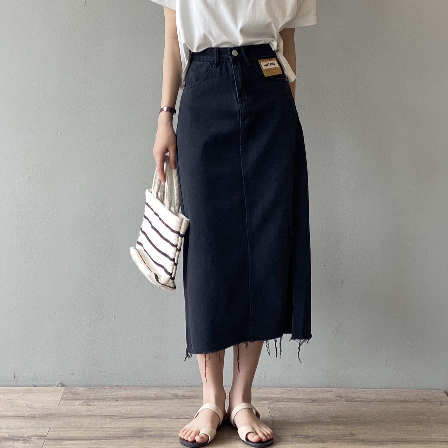 Maze Side Slit Denim Skirt