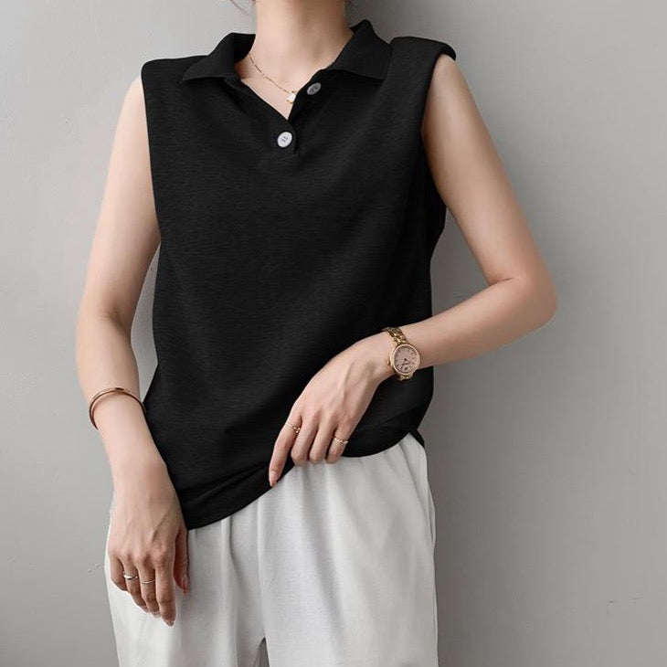 Phoebe Sleeveless Polo Box Top