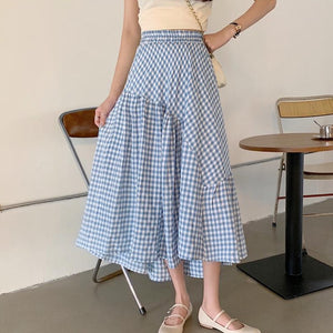Mila Checkered Ruffle Hem Skirt