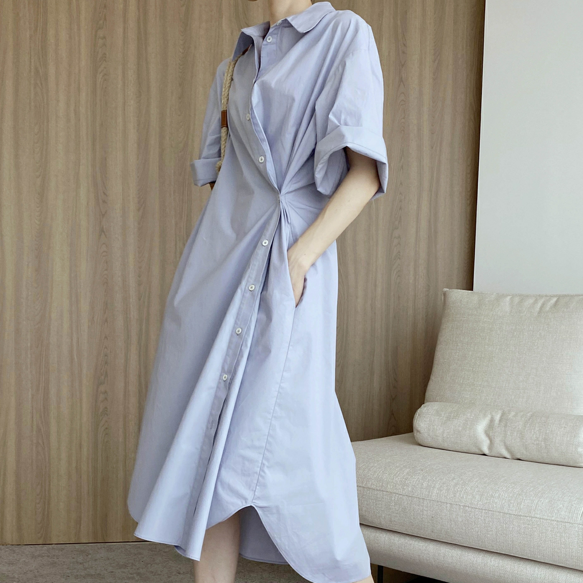 Regan Side Button Shirt Dress